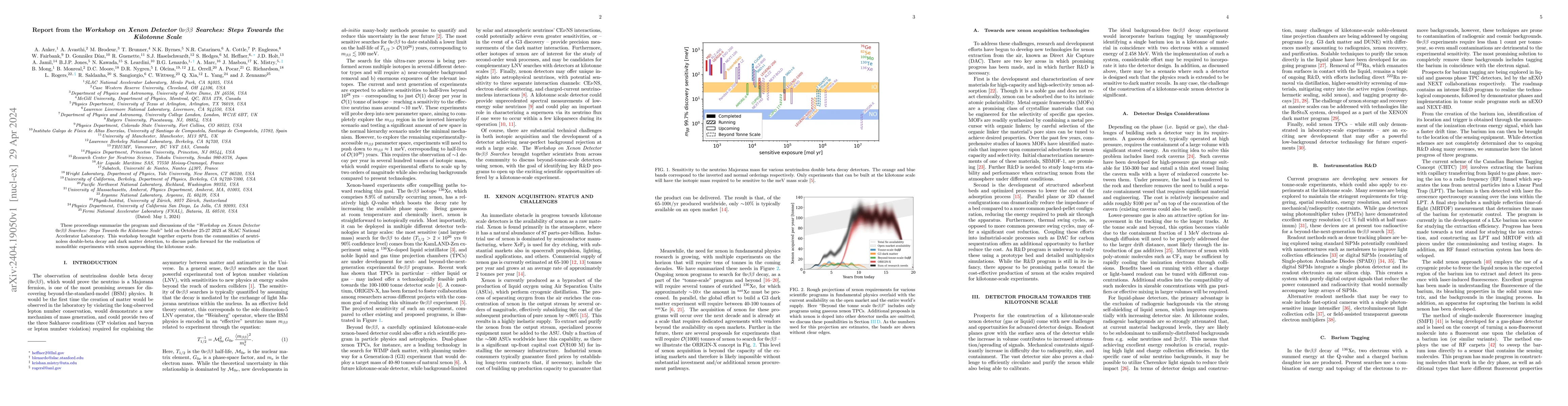 Thumbnail for Report from the Workshop on Xenon Detector $0\nu\beta\beta$ Searches:
  Steps Towards the Kilotonne Scale