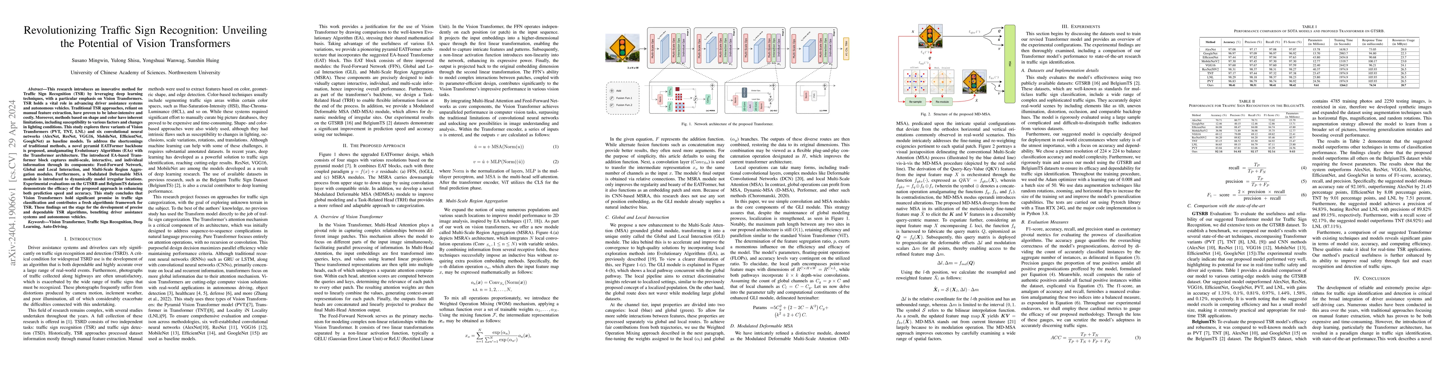 Thumbnail for Revolutionizing Traffic Sign Recognition: Unveiling the Potential of
  Vision Transformers