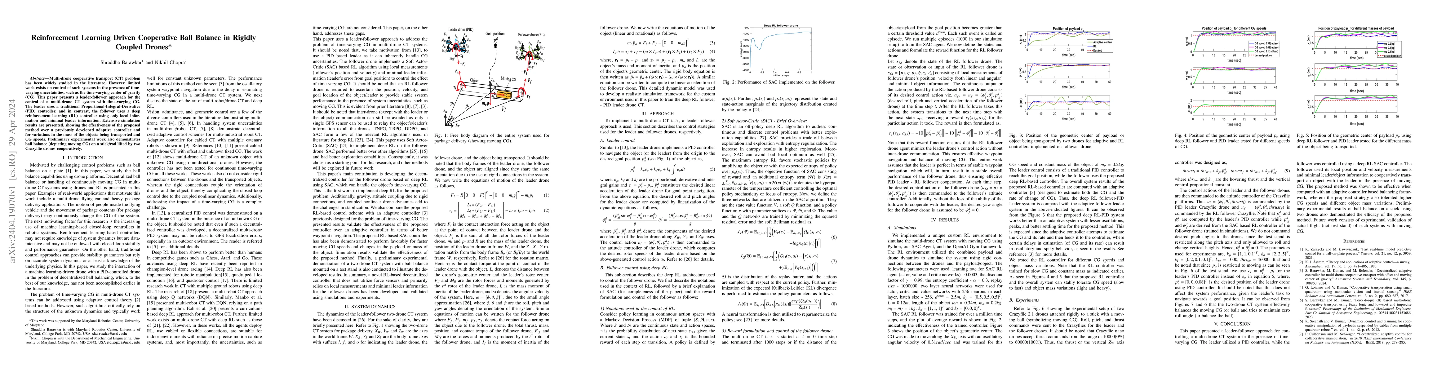 Thumbnail for Reinforcement Learning Driven Cooperative Ball Balance in Rigidly
  Coupled Drones
