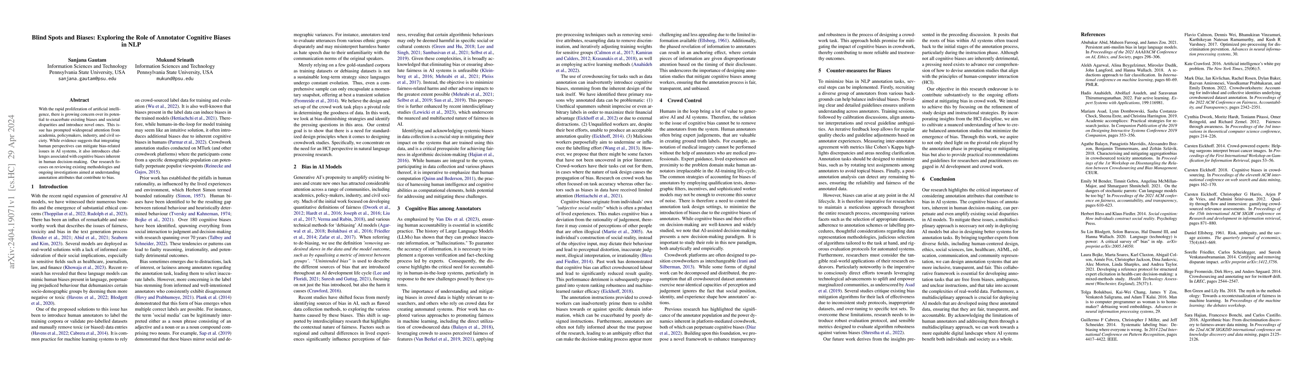 Thumbnail for Blind Spots and Biases: Exploring the Role of Annotator Cognitive Biases
  in NLP