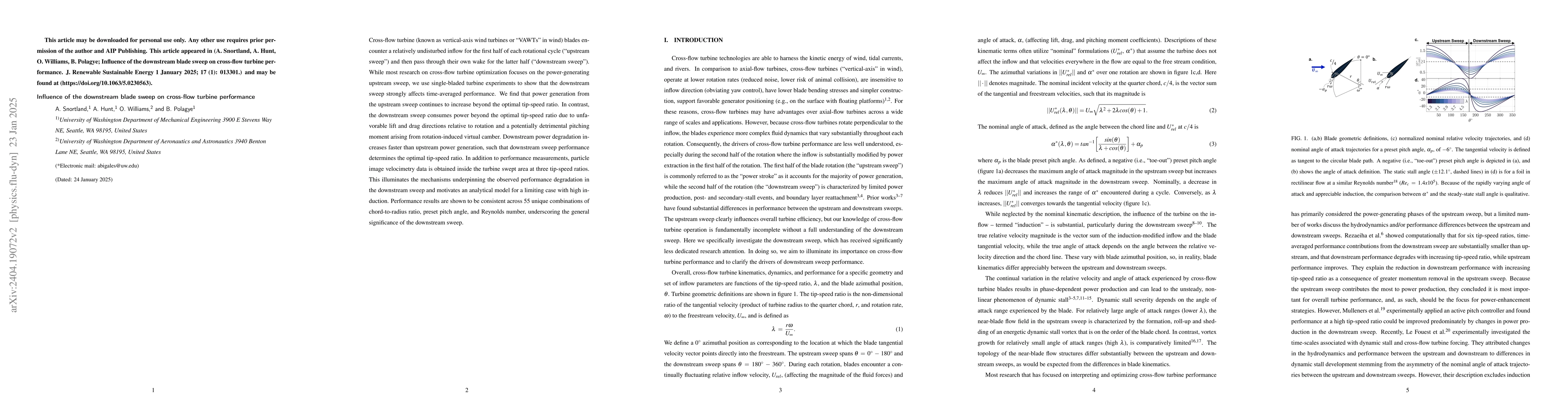 Thumbnail for Influence of the downstream blade sweep on cross-flow turbine
  performance