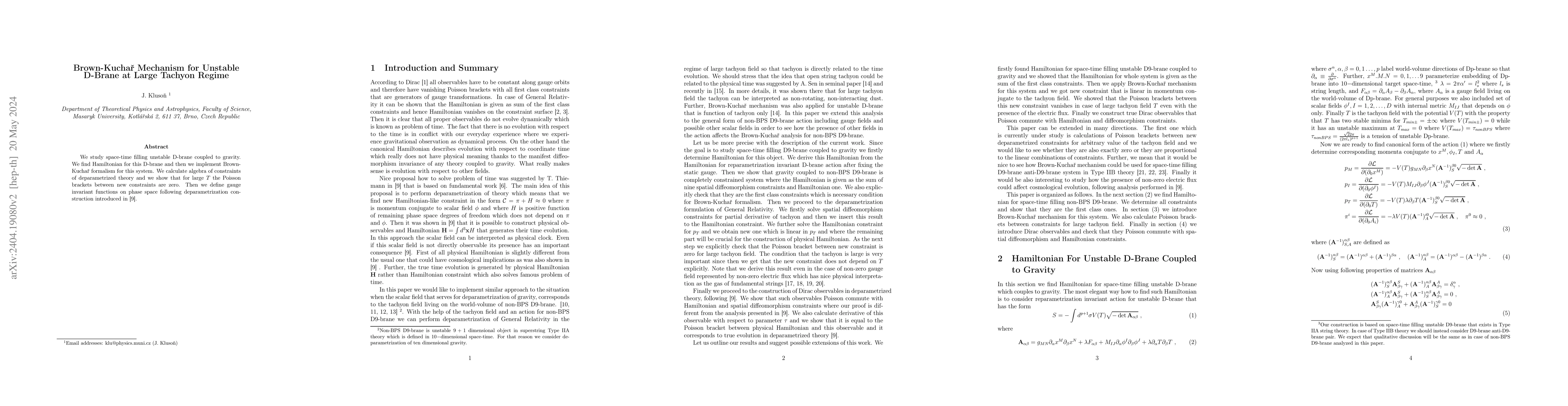 Thumbnail for Brown-Kuchar Mechanism for Unstable D-Brane at Large Tachyon Regime