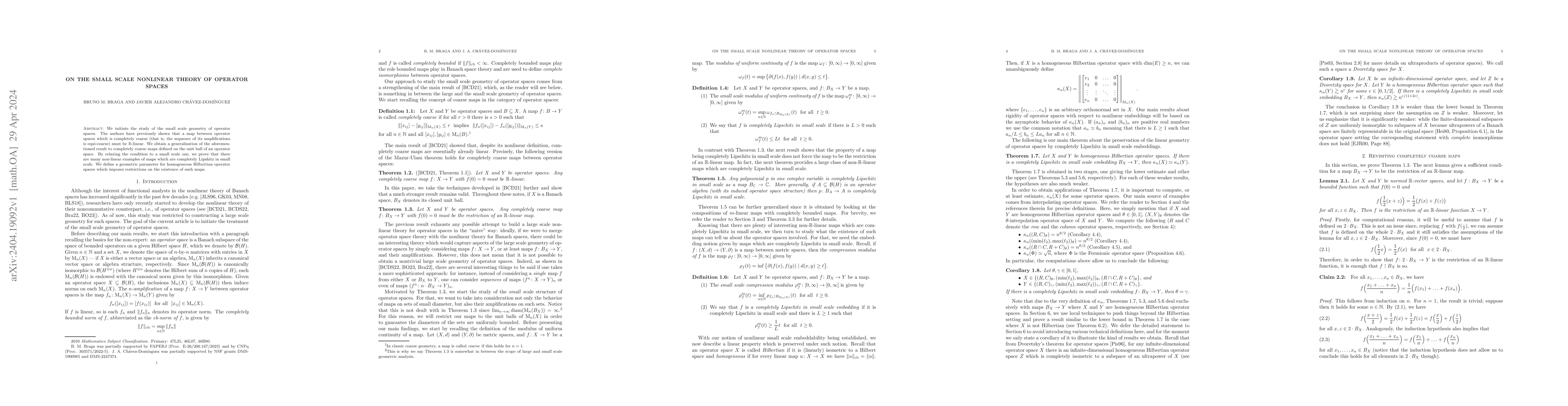 Thumbnail for On the small scale nonlinear theory of operator spaces