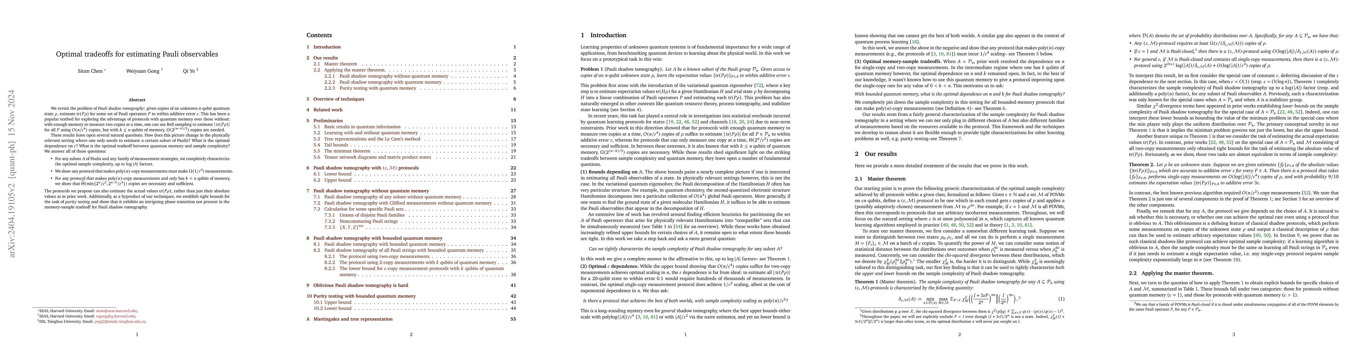 Thumbnail for Optimal tradeoffs for estimating Pauli observables