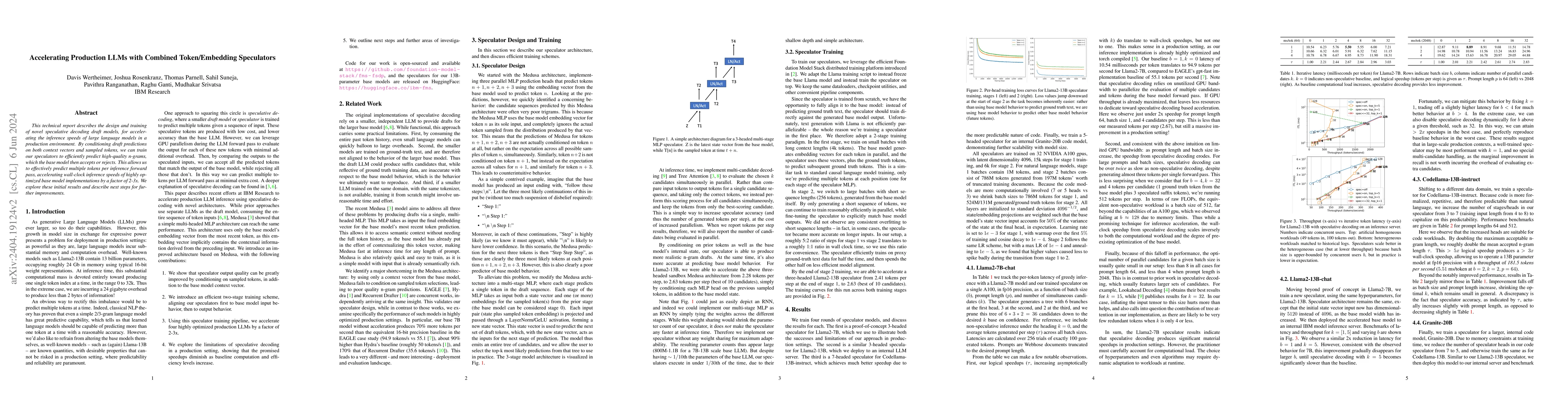 Thumbnail for Accelerating Production LLMs with Combined Token/Embedding Speculators