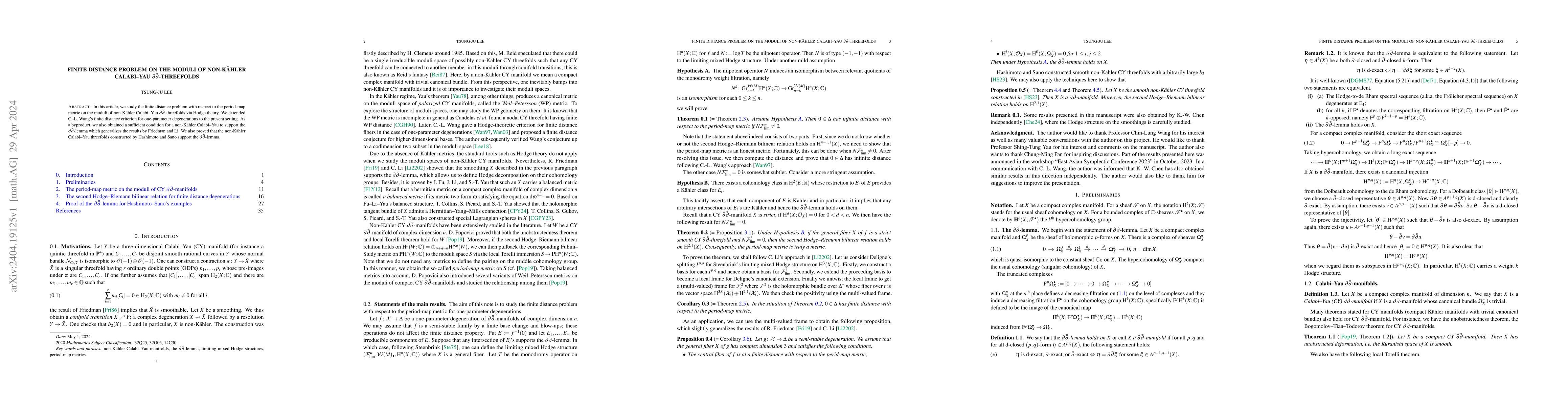 Thumbnail for Finite distance problem on the moduli of non-K\"{a}hler Calabi--Yau
  $\partial\bar{\partial}$-threefolds