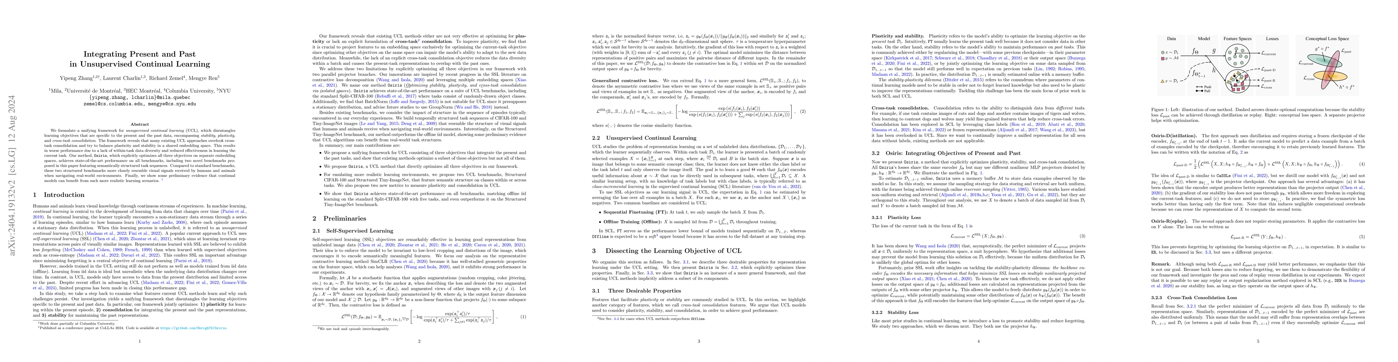 Thumbnail for Integrating Present and Past in Unsupervised Continual Learning