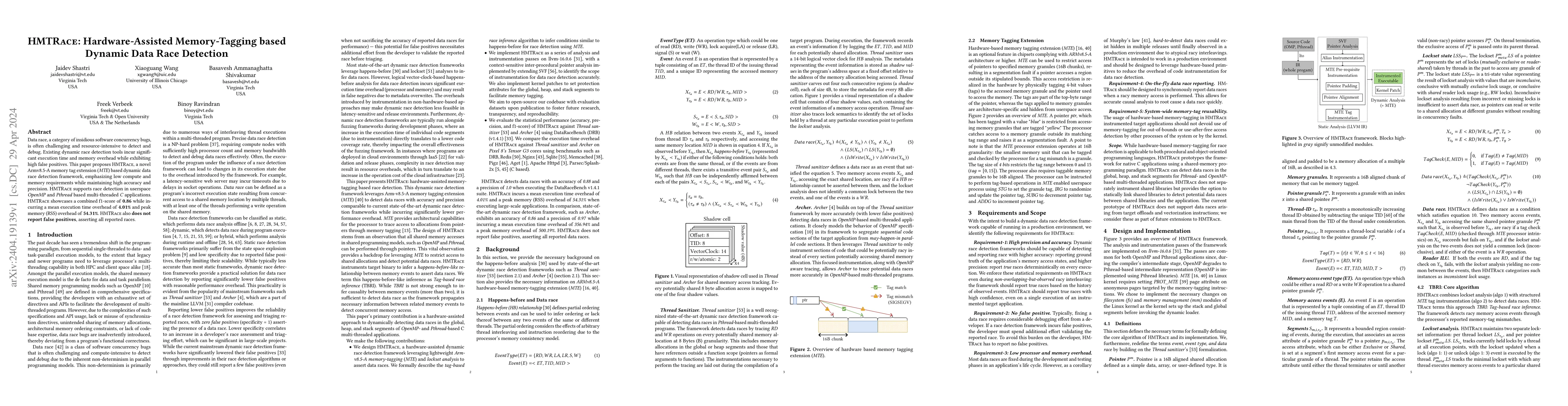 Thumbnail for HMTRace: Hardware-Assisted Memory-Tagging based Dynamic Data Race
  Detection
