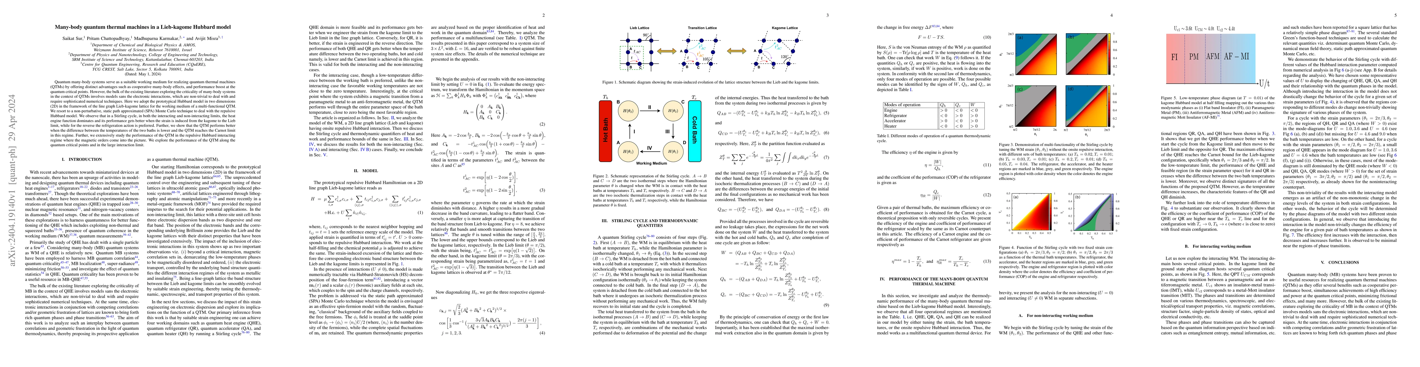Thumbnail for Many-body quantum thermal machines in a Lieb-kagome Hubbard model