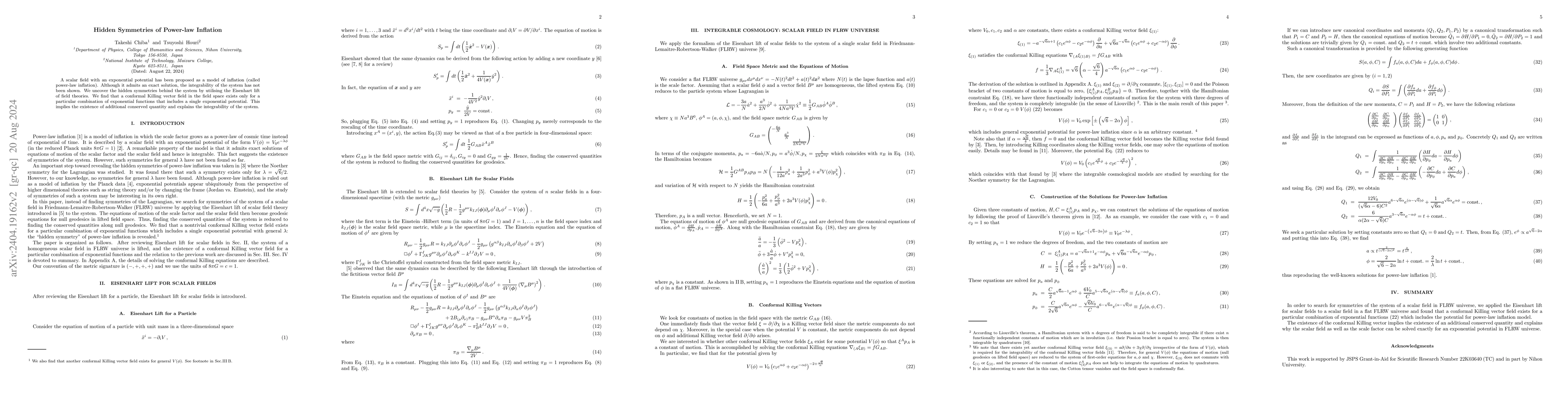 Thumbnail for Hidden Symmetries of Power-Law Inflation