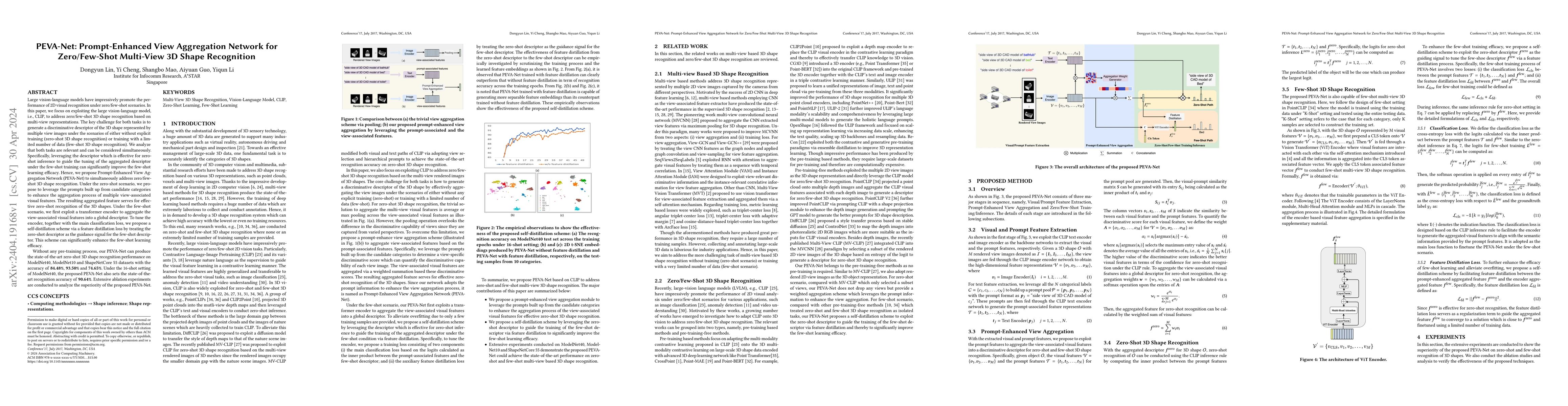 Thumbnail for PEVA-Net: Prompt-Enhanced View Aggregation Network for Zero/Few-Shot
  Multi-View 3D Shape Recognition