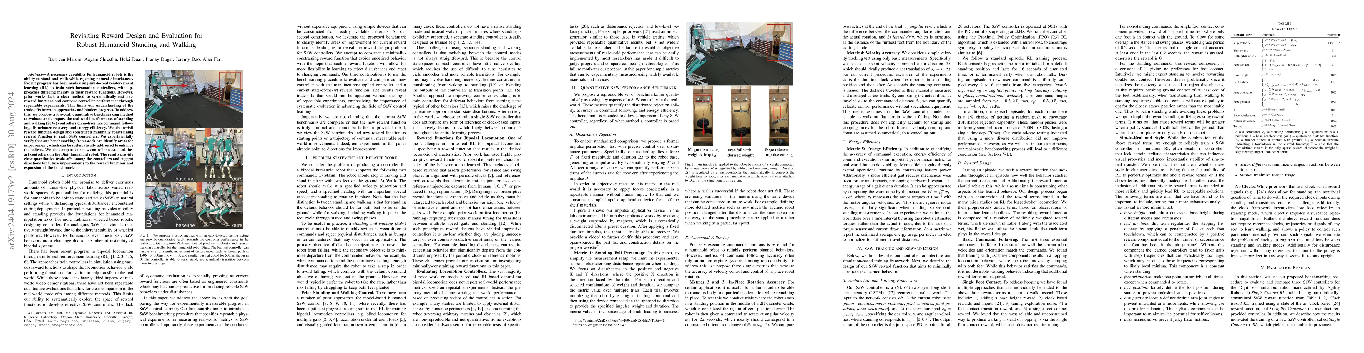 Thumbnail for Revisiting Reward Design and Evaluation for Robust Humanoid Standing and
  Walking