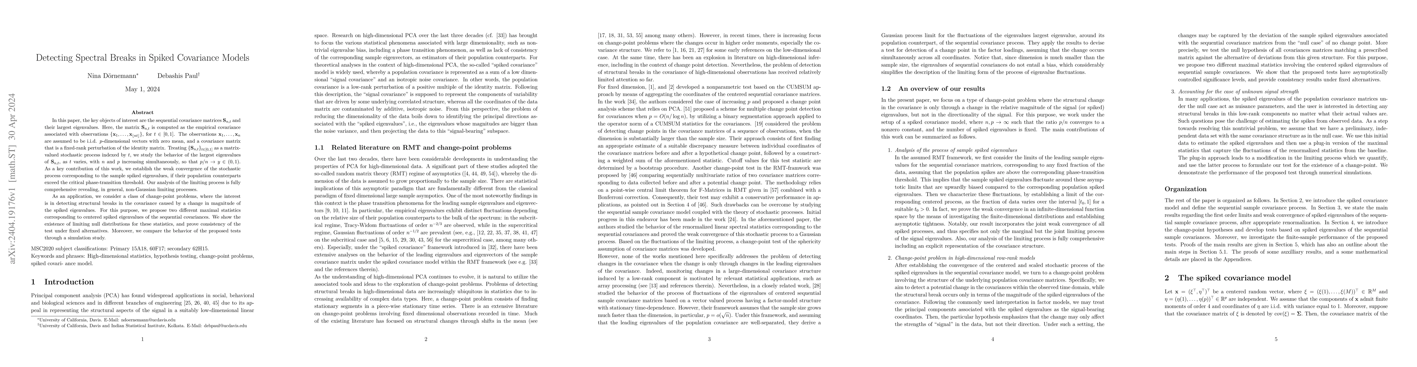 Thumbnail for Detecting Spectral Breaks in Spiked Covariance Models