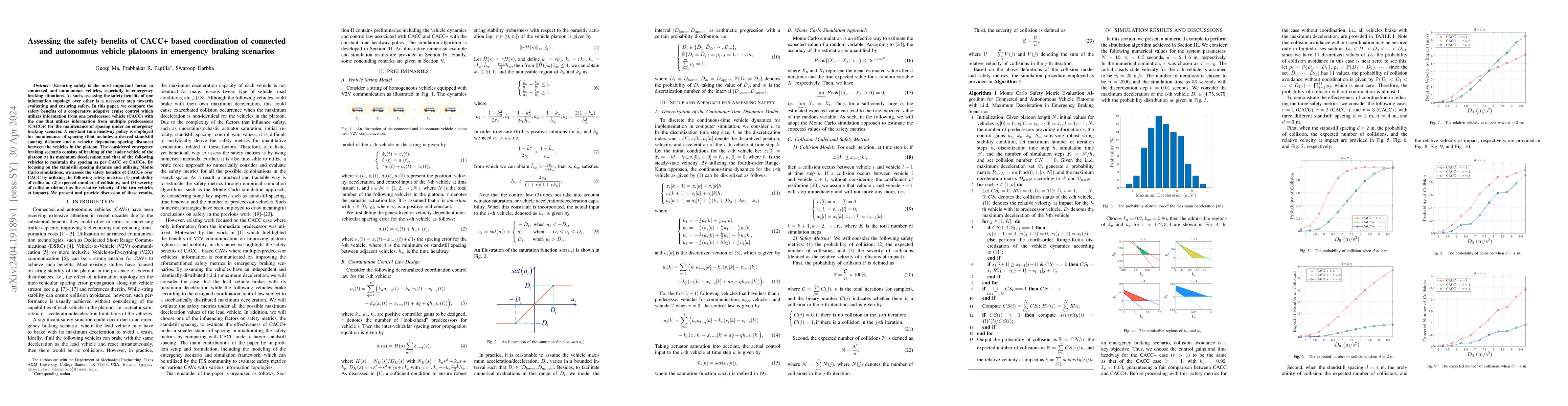 Thumbnail for Assessing the safety benefits of CACC+ based coordination of connected
  and autonomous vehicle platoons in emergency braking scenarios