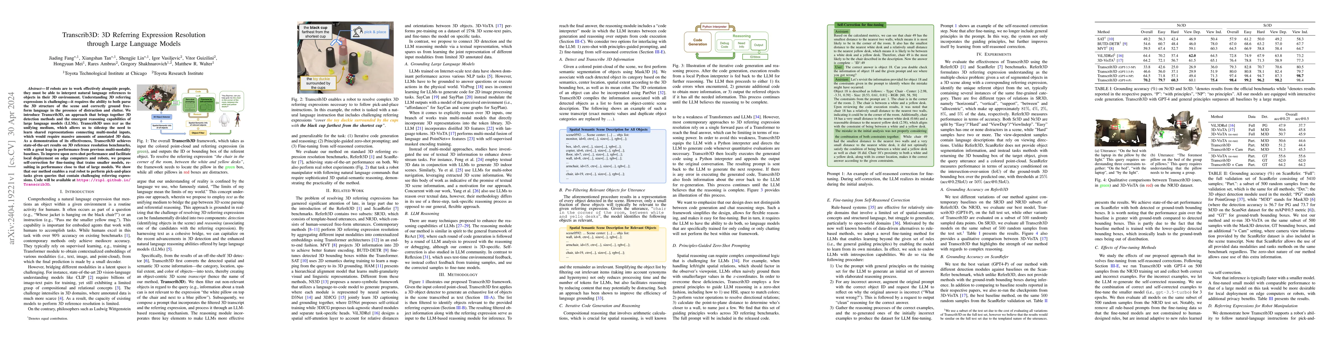 Thumbnail for Transcrib3D: 3D Referring Expression Resolution through Large Language
  Models