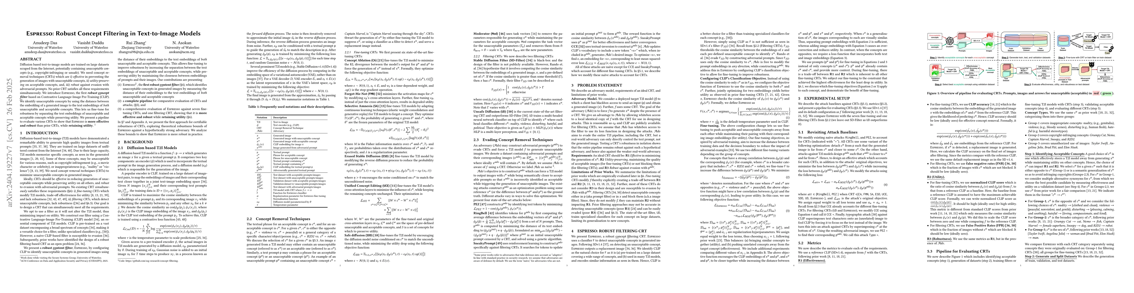 Thumbnail for Espresso: Robust Concept Filtering in Text-to-Image Models