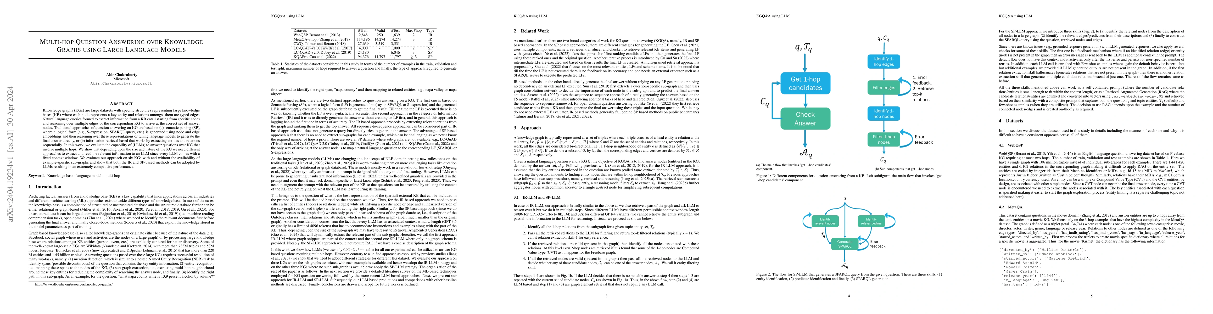 Thumbnail for Multi-hop Question Answering over Knowledge Graphs using Large Language
  Models