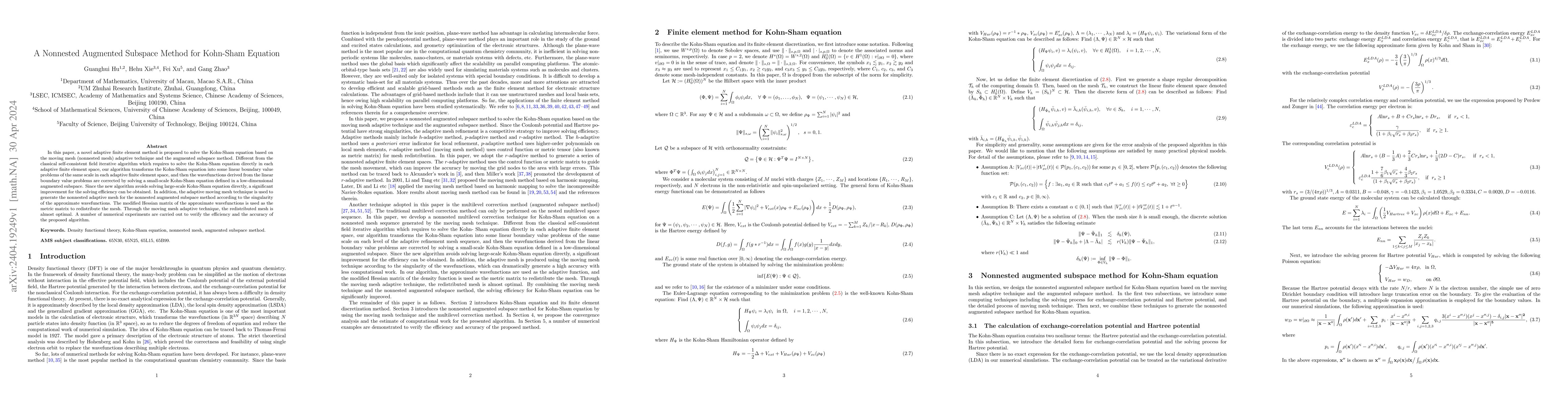 Thumbnail for A Nonnested Augmented Subspace Method for Kohn-Sham Equation