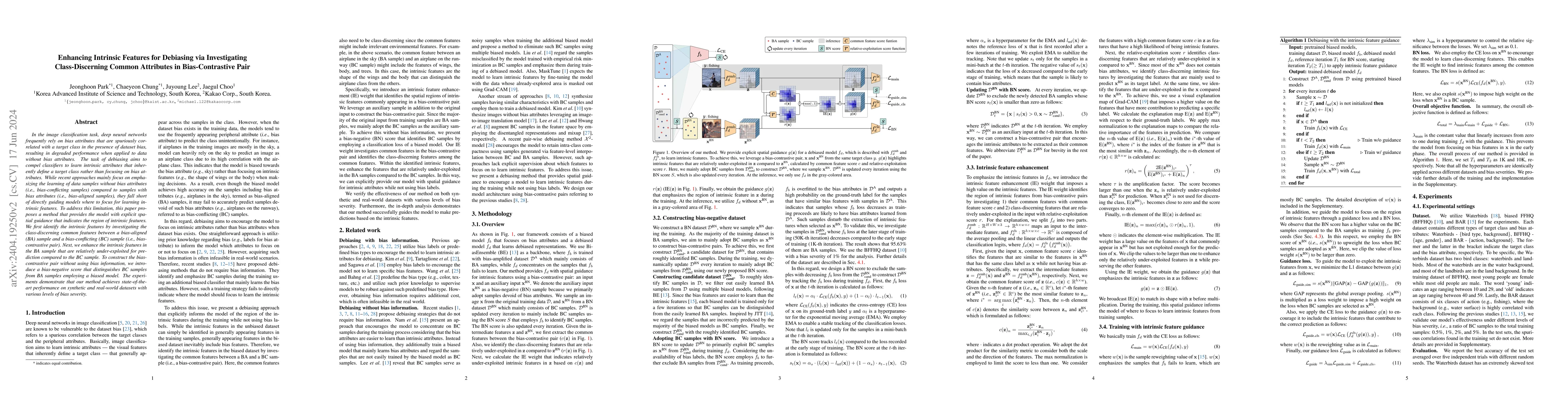 Thumbnail for Enhancing Intrinsic Features for Debiasing via Investigating
  Class-Discerning Common Attributes in Bias-Contrastive Pair