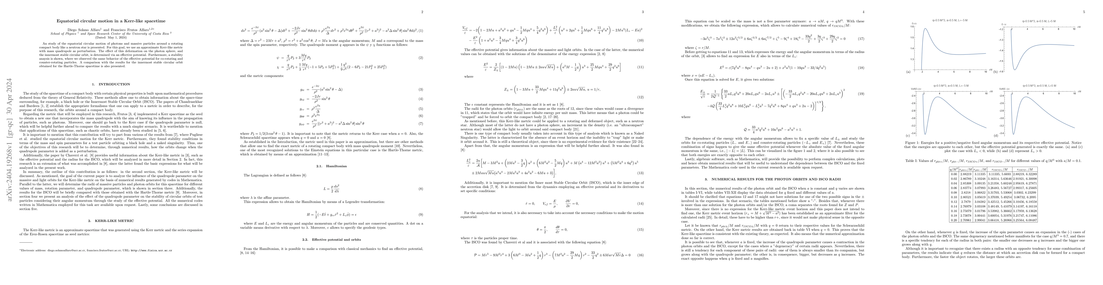 Thumbnail for Equatorial circular motion in a Kerr-like spacetime