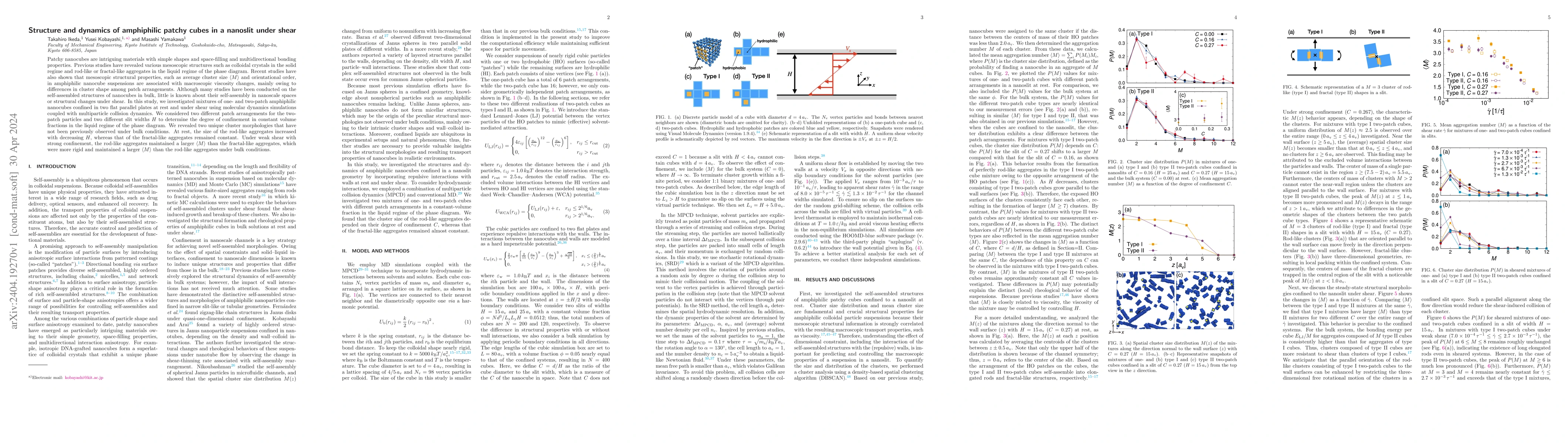 Thumbnail for Structure and dynamics of amphiphilic patchy cubes in a nanoslit under
  shear