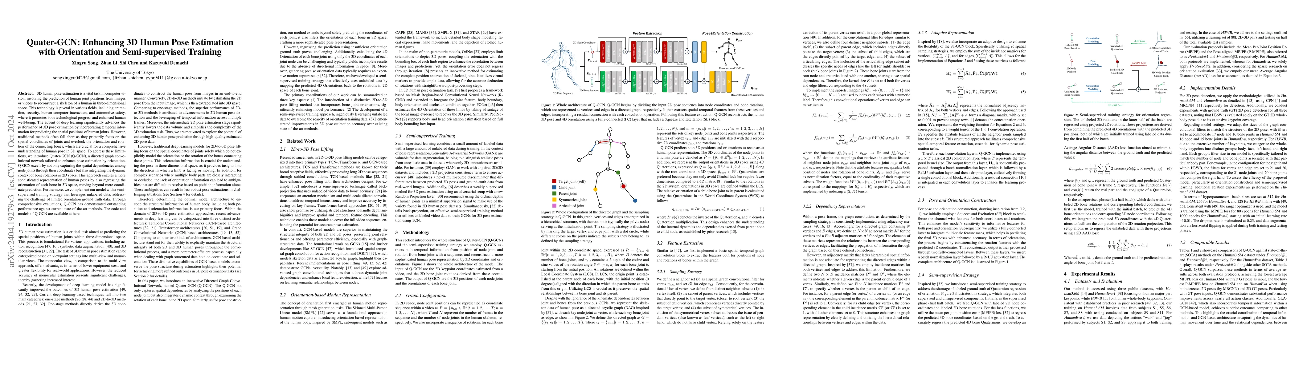Thumbnail for Quater-GCN: Enhancing 3D Human Pose Estimation with Orientation and
  Semi-supervised Training