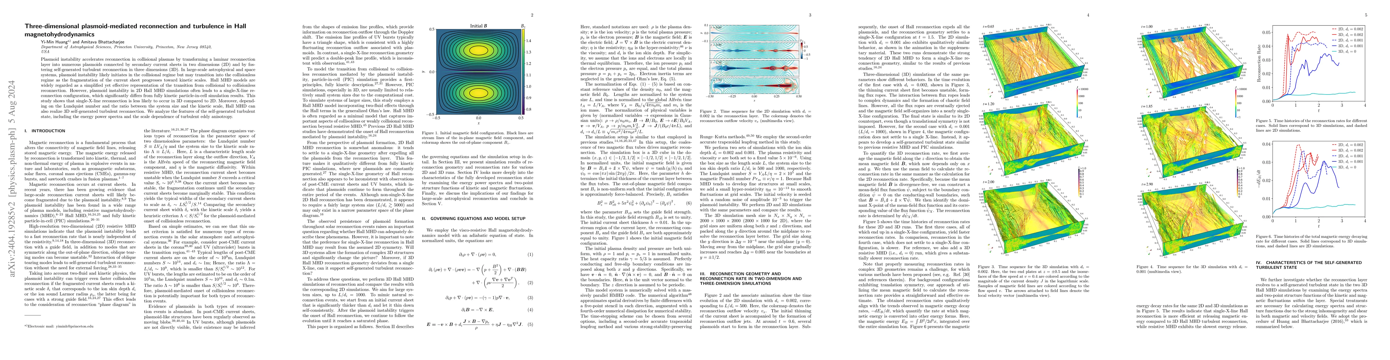 Thumbnail for Three-dimensional plasmoid-mediated reconnection and turbulence in Hall
  magnetohydrodynamics