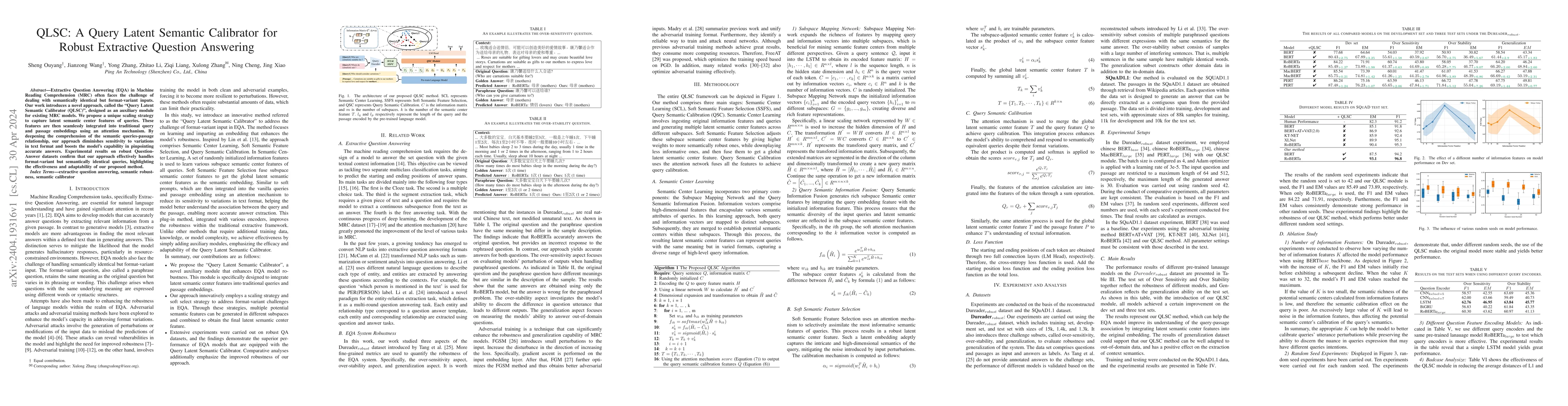 Thumbnail for QLSC: A Query Latent Semantic Calibrator for Robust Extractive Question
  Answering
