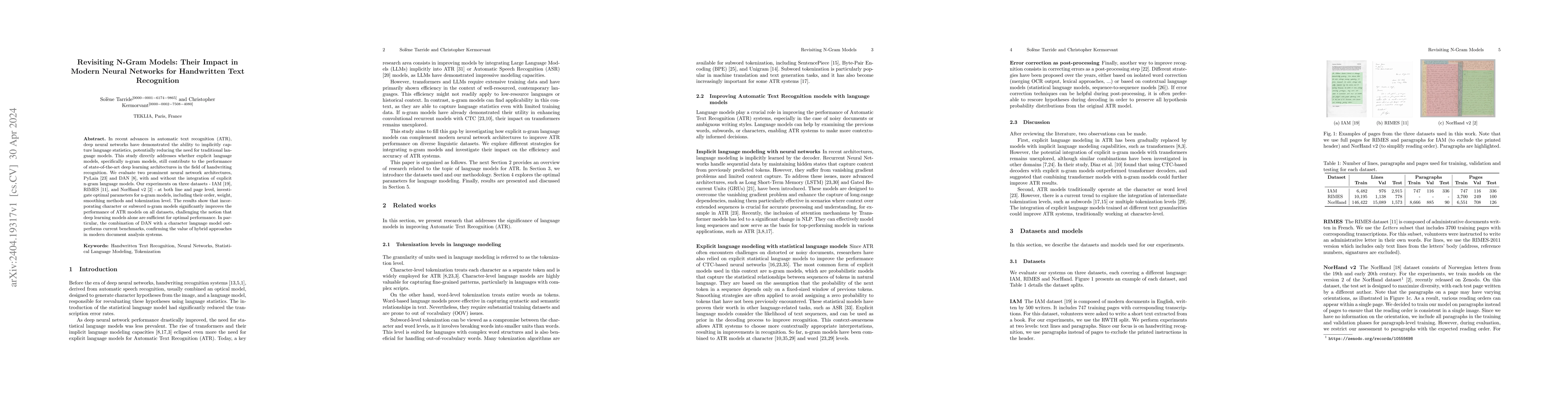 Thumbnail for Revisiting N-Gram Models: Their Impact in Modern Neural Networks for
  Handwritten Text Recognition