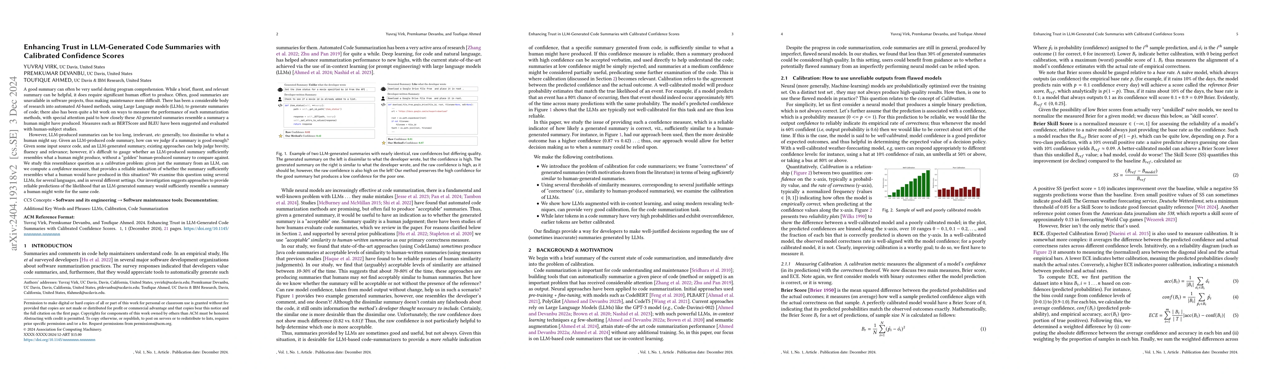 Thumbnail for Enhancing Trust in LLM-Generated Code Summaries with Calibrated
  Confidence Scores