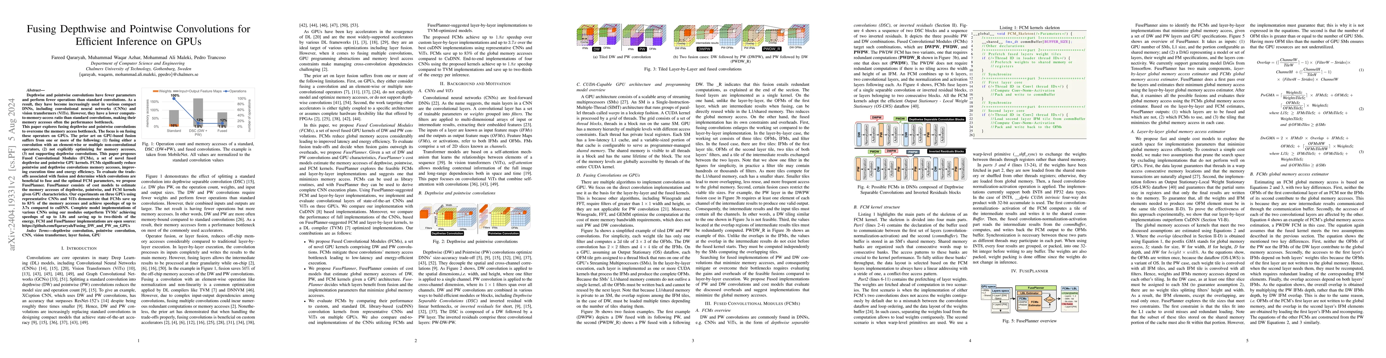 Thumbnail for Fusing Depthwise and Pointwise Convolutions for Efficient Inference on
  GPUs