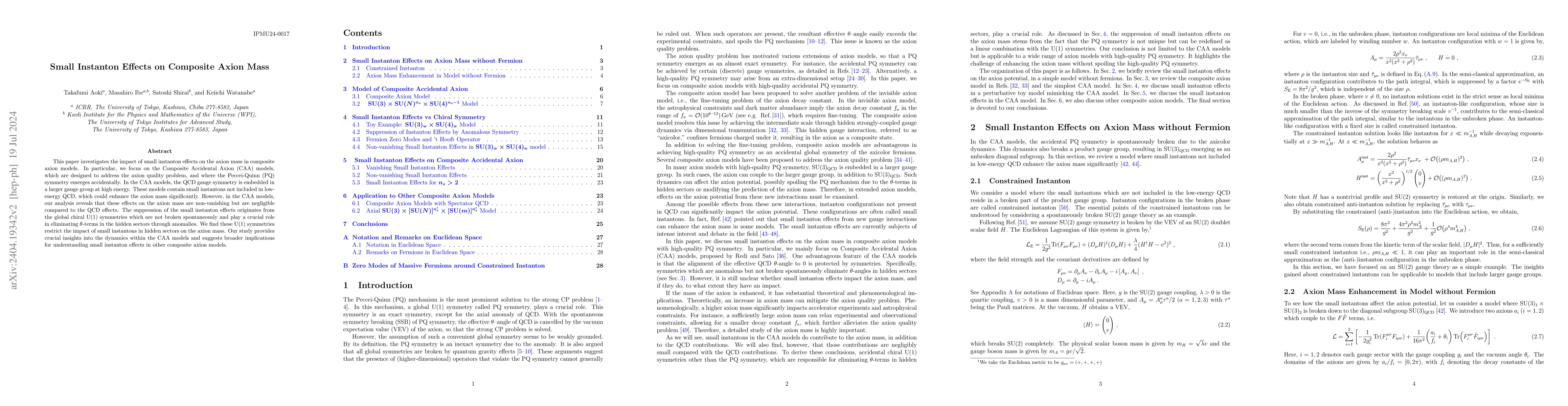 Thumbnail for Small Instanton Effects on Composite Axion Mass
