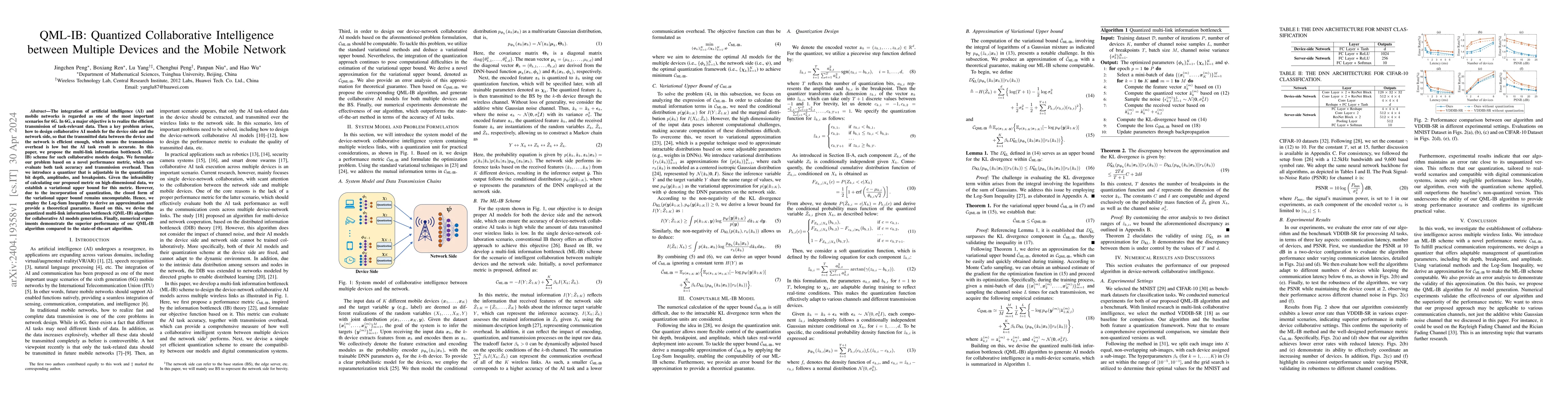 Thumbnail for QML-IB: Quantized Collaborative Intelligence between Multiple Devices
  and the Mobile Network