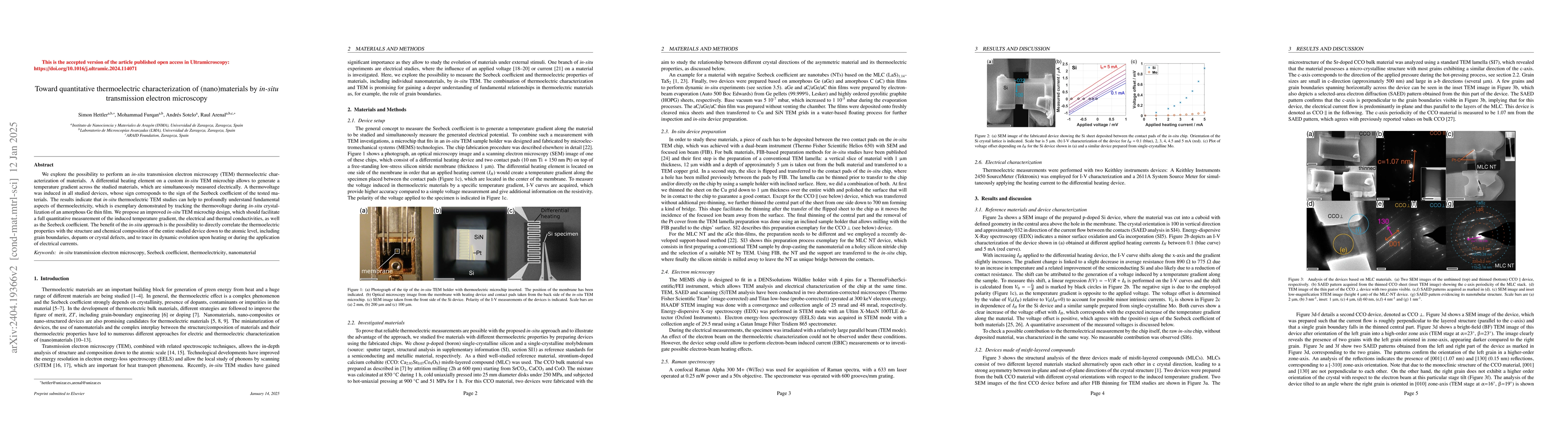 Thumbnail for Toward thermoelectric characterization of (nano)materials by in situ
  transmission electron microscopy