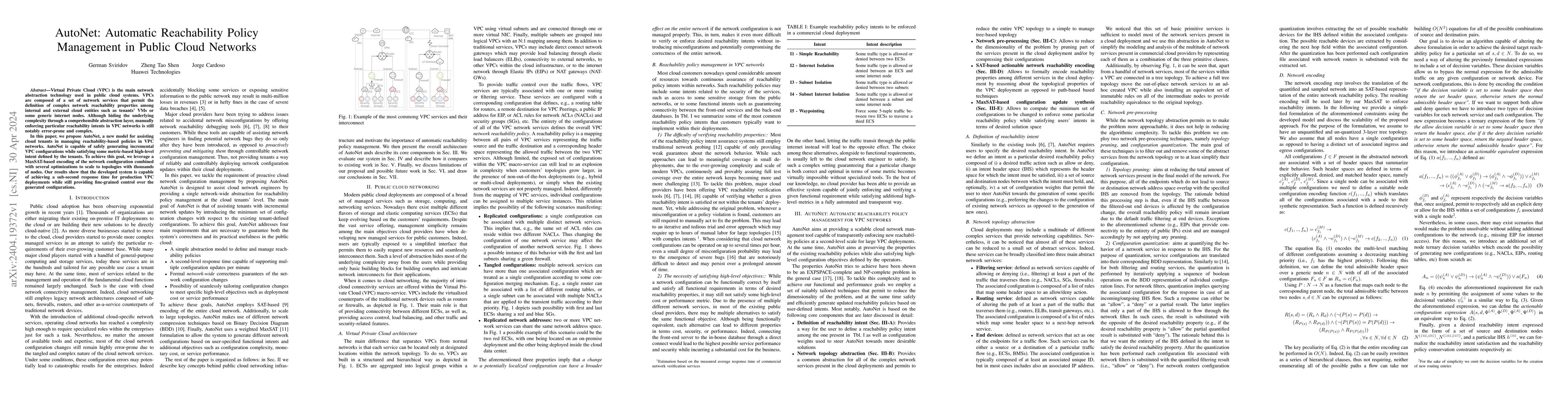 Thumbnail for AutoNet: Automatic Reachability Policy Management in Public Cloud
  Networks