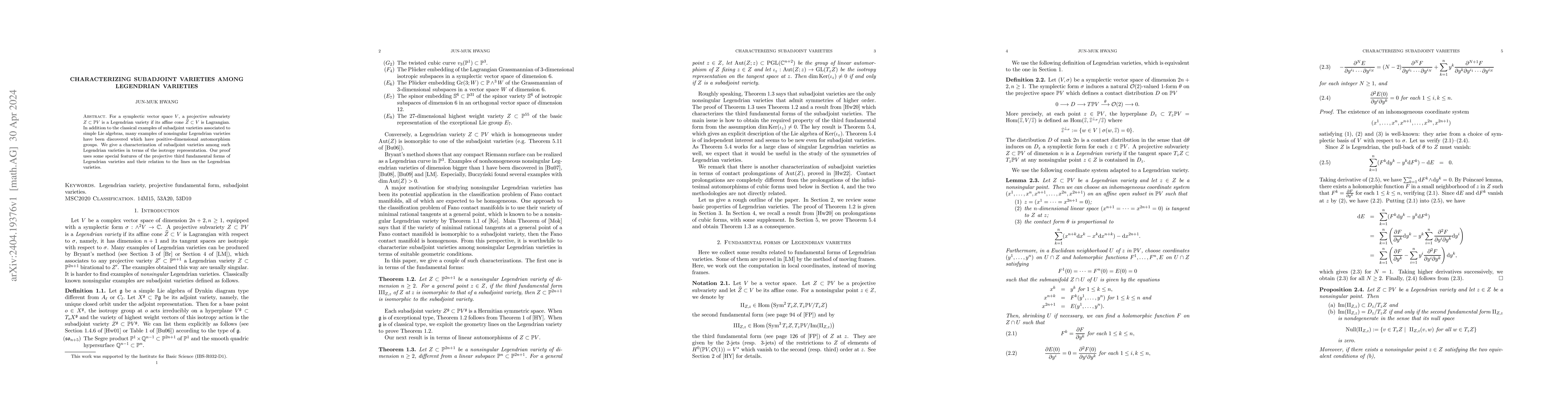 Thumbnail for Characterizing subadjoint varieties among Legendrian varieties
