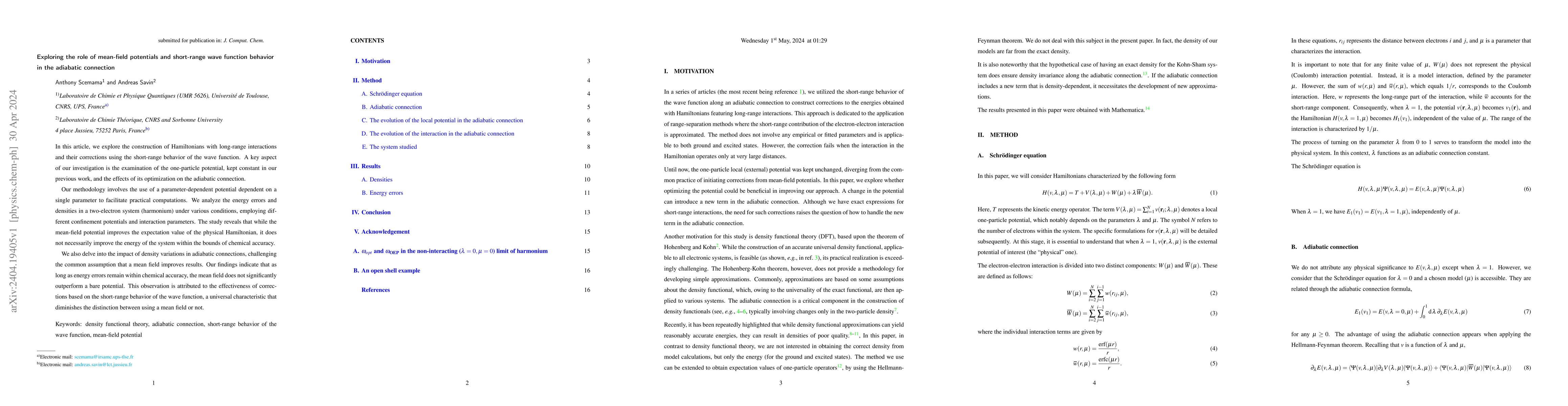 Thumbnail for Exploring the role of mean-field potentials and short-range wave
  function behavior in the adiabatic connection