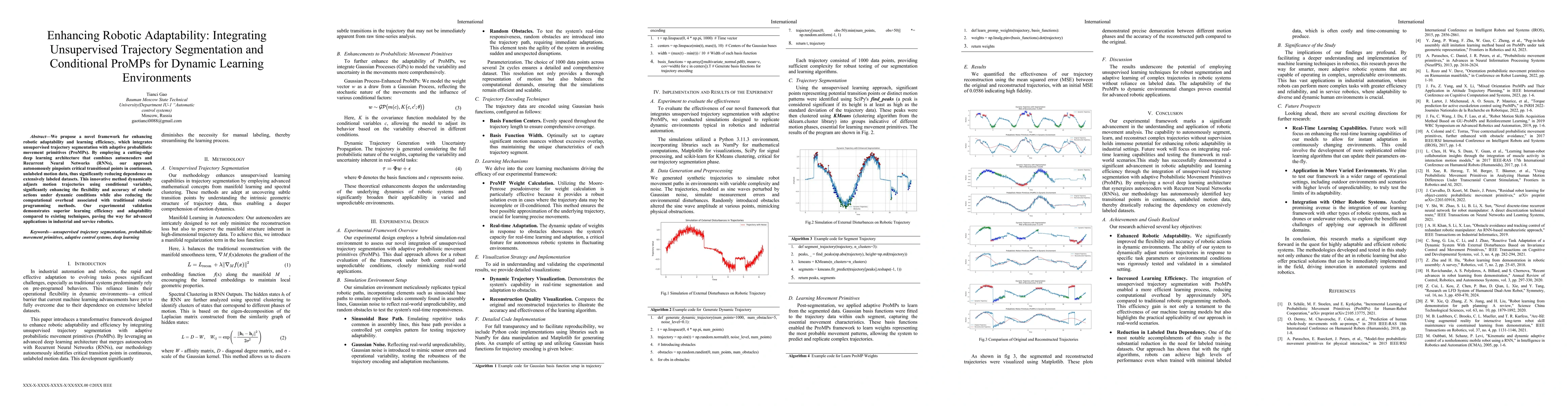 Thumbnail for Enhancing Robotic Adaptability: Integrating Unsupervised Trajectory
  Segmentation and Conditional ProMPs for Dynamic Learning Environments