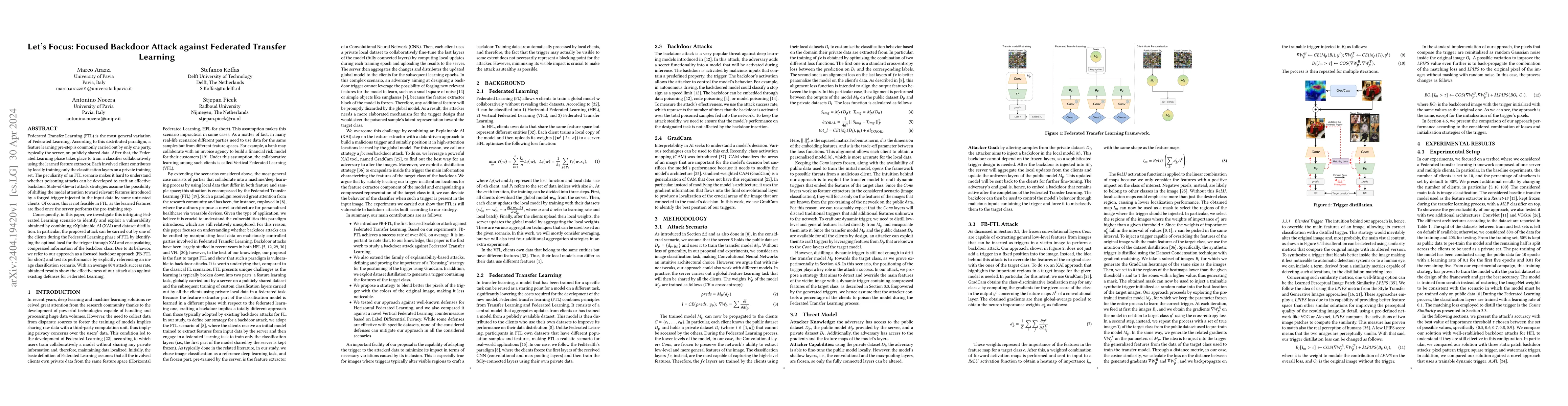 Thumbnail for Let's Focus: Focused Backdoor Attack against Federated Transfer Learning