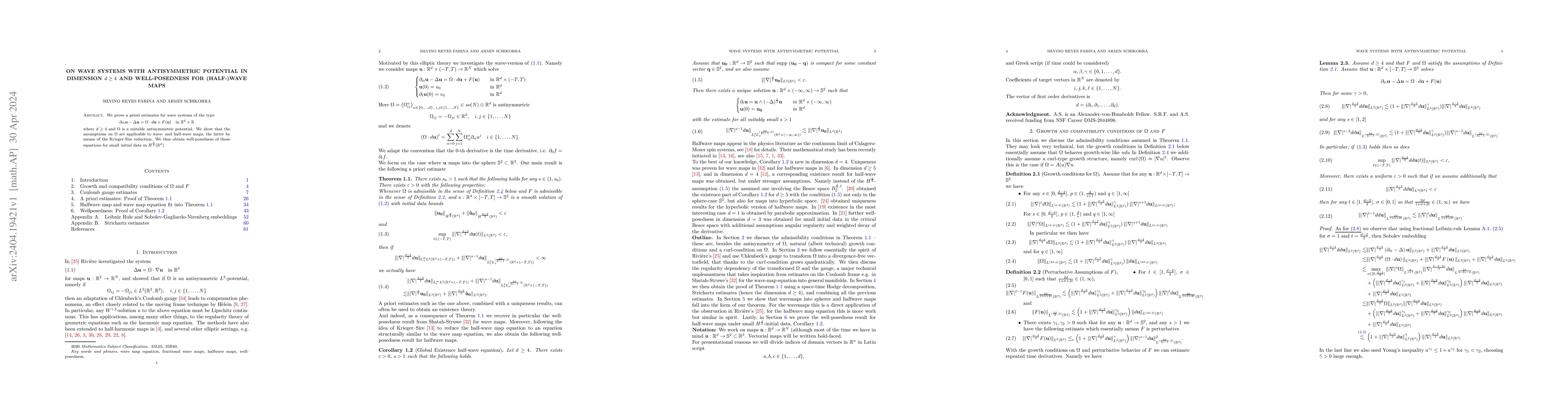 Thumbnail for On wave systems with antisymmetric potential in dimension d >= 4 and
  well-posedness for (half-)wave maps