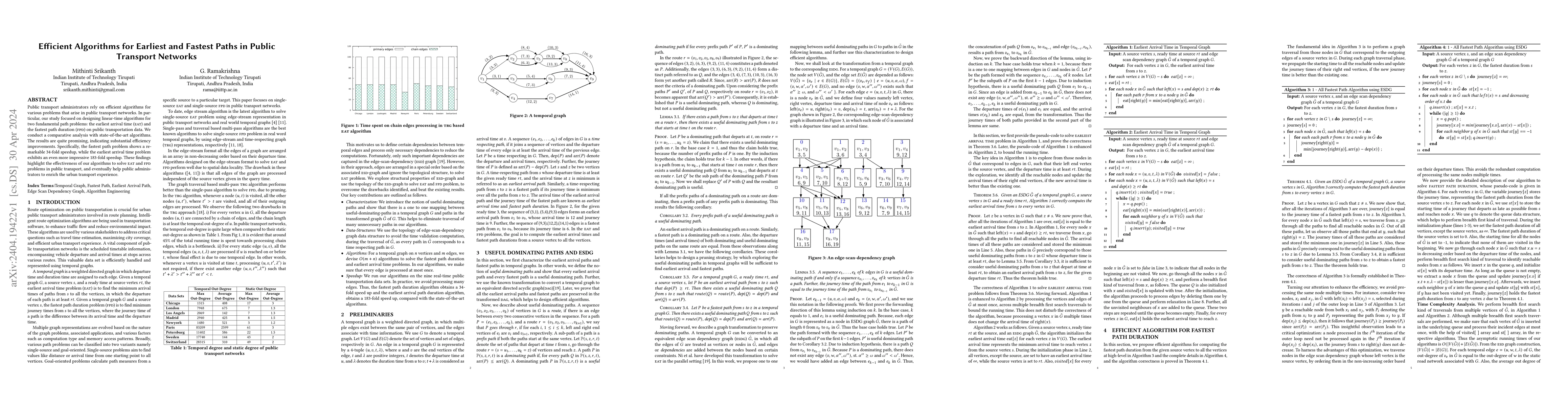 Thumbnail for Efficient Algorithms for Earliest and Fastest Paths in Public Transport
  Networks