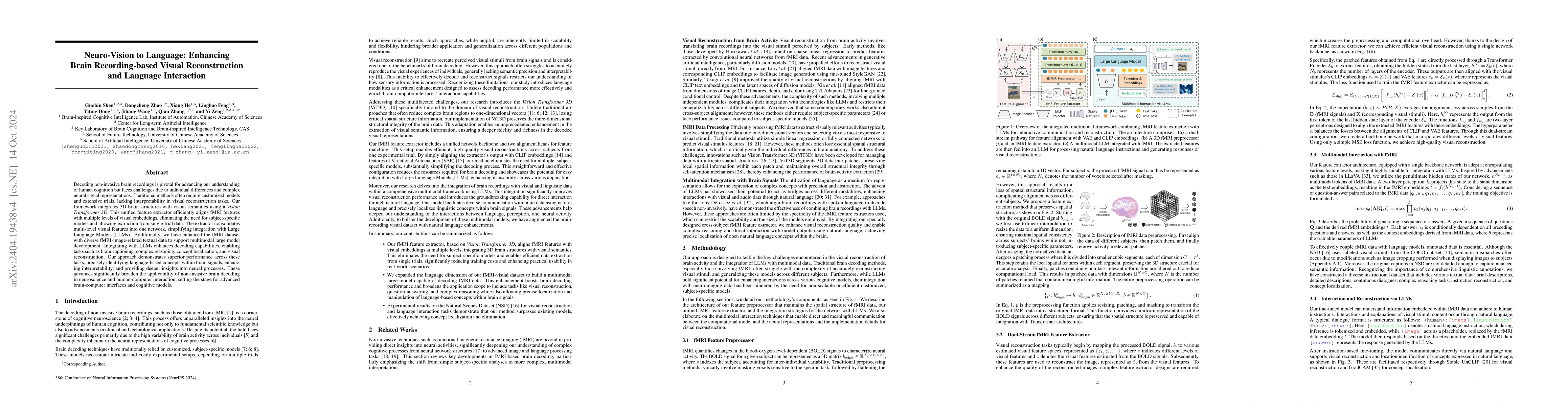 Thumbnail for Neuro-Vision to Language: Enhancing Visual Reconstruction and Language
  Interaction through Brain Recordings