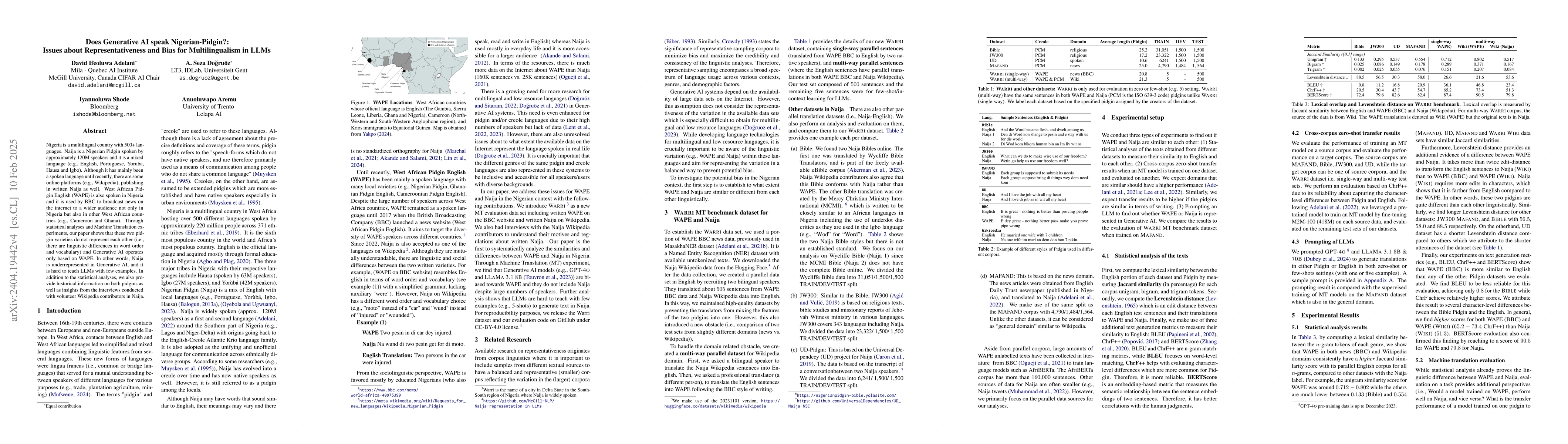 Thumbnail for Which Nigerian-Pidgin does Generative AI speak?: Issues about
  Representativeness and Bias for Multilingual and Low Resource Languages
