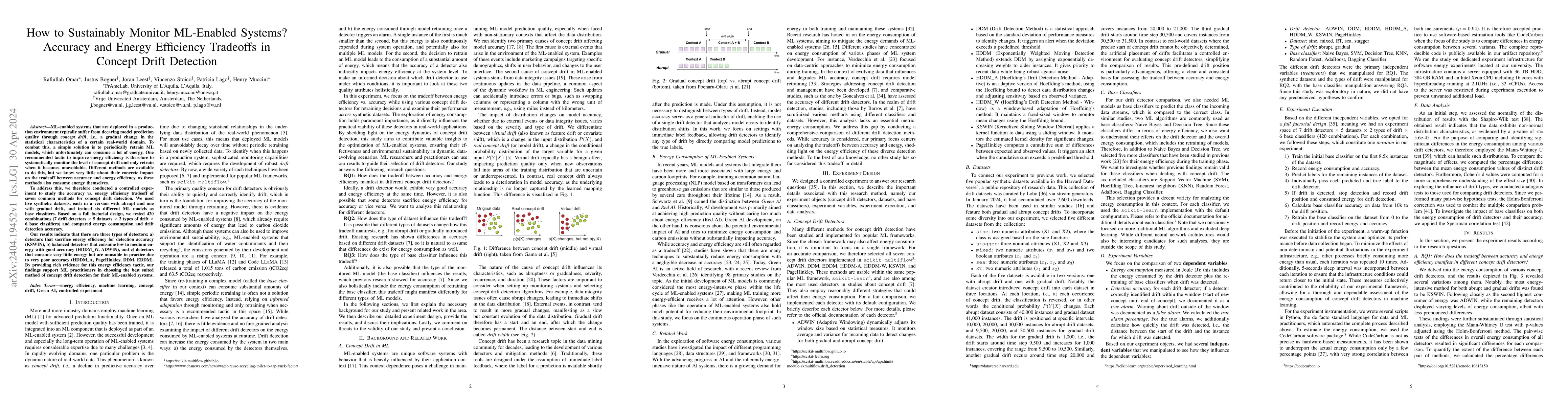 Thumbnail for How to Sustainably Monitor ML-Enabled Systems? Accuracy and Energy
  Efficiency Tradeoffs in Concept Drift Detection