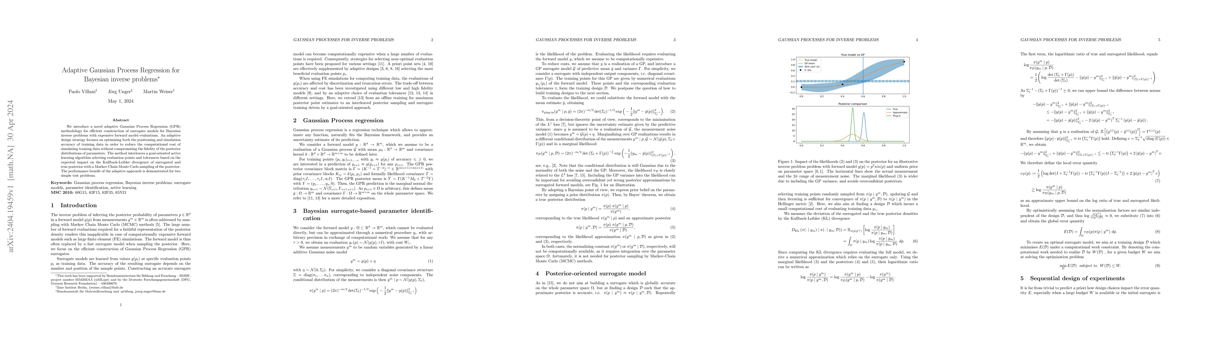 Thumbnail for Adaptive Gaussian Process Regression for Bayesian inverse problems