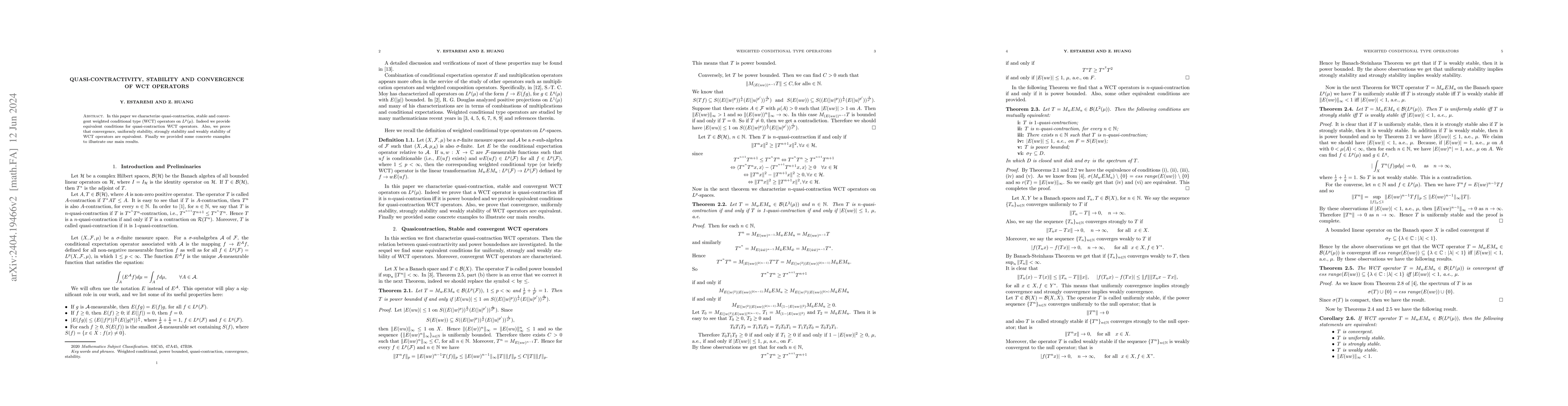 Thumbnail for Quasi-contractivity, Stability and convergence of WCT operators