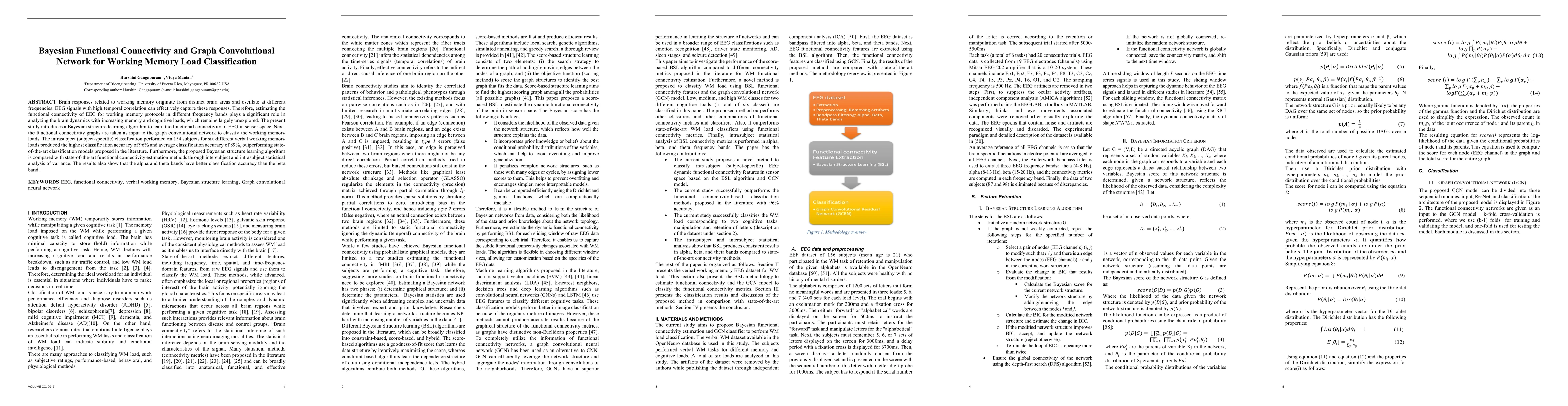 Thumbnail for Bayesian Functional Connectivity and Graph Convolutional Network for
  Working Memory Load Classification