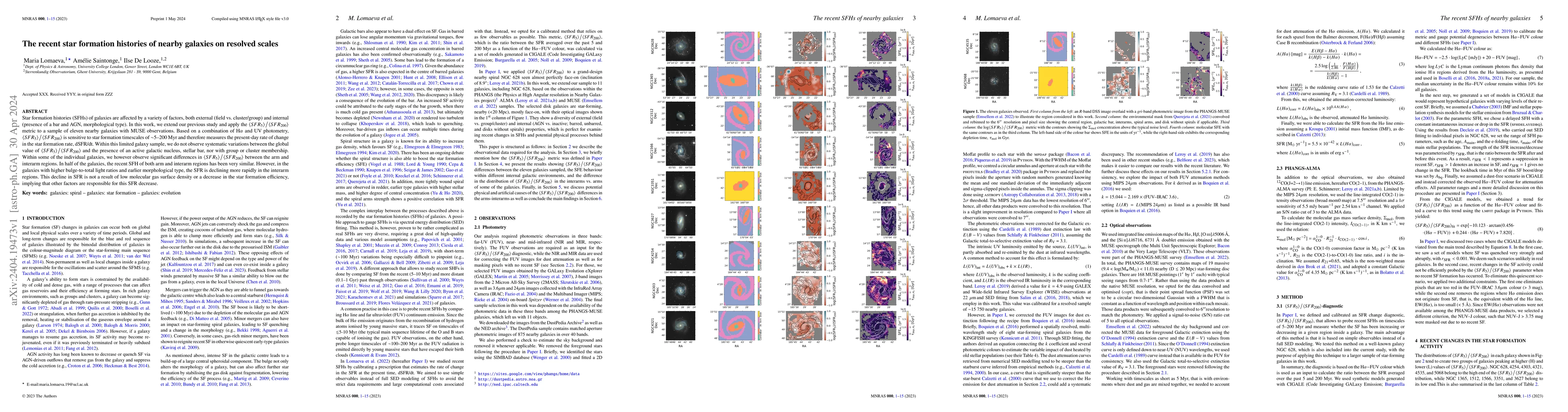 Thumbnail for The recent star formation histories of nearby galaxies on resolved
  scales