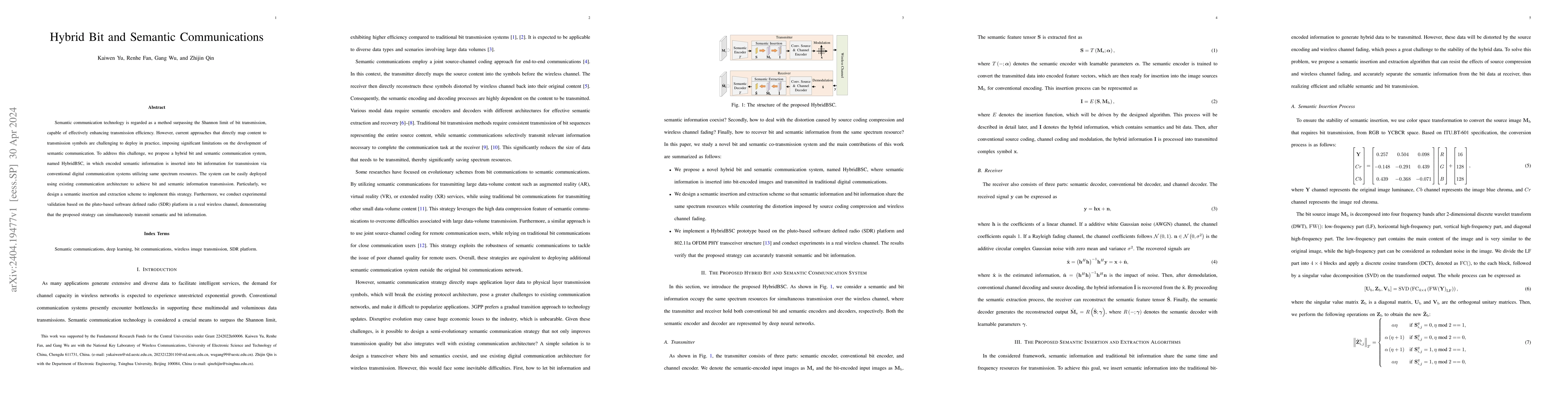 Thumbnail for Hybrid Bit and Semantic Communications