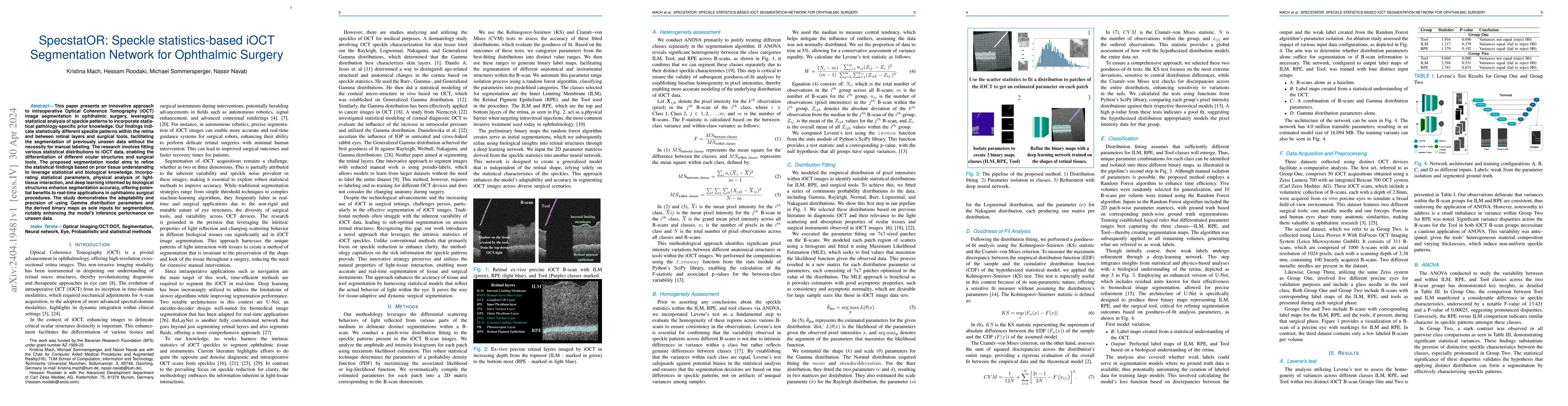 Thumbnail for SpecstatOR: Speckle statistics-based iOCT Segmentation Network for
  Ophthalmic Surgery